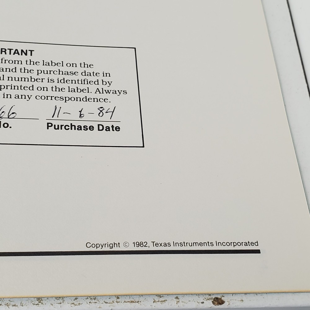 Texas Instruments TI Home Computer Memory Expansion Card PHP1260 User Manual