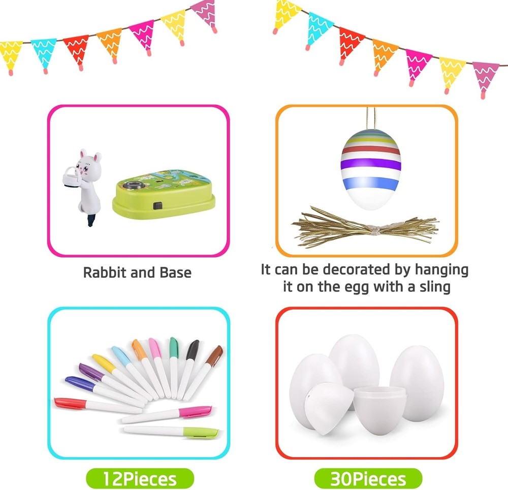 Engfa 30 PCS Easter Eggs and 12 Dying Markers Egg Coloring Kit Easter...