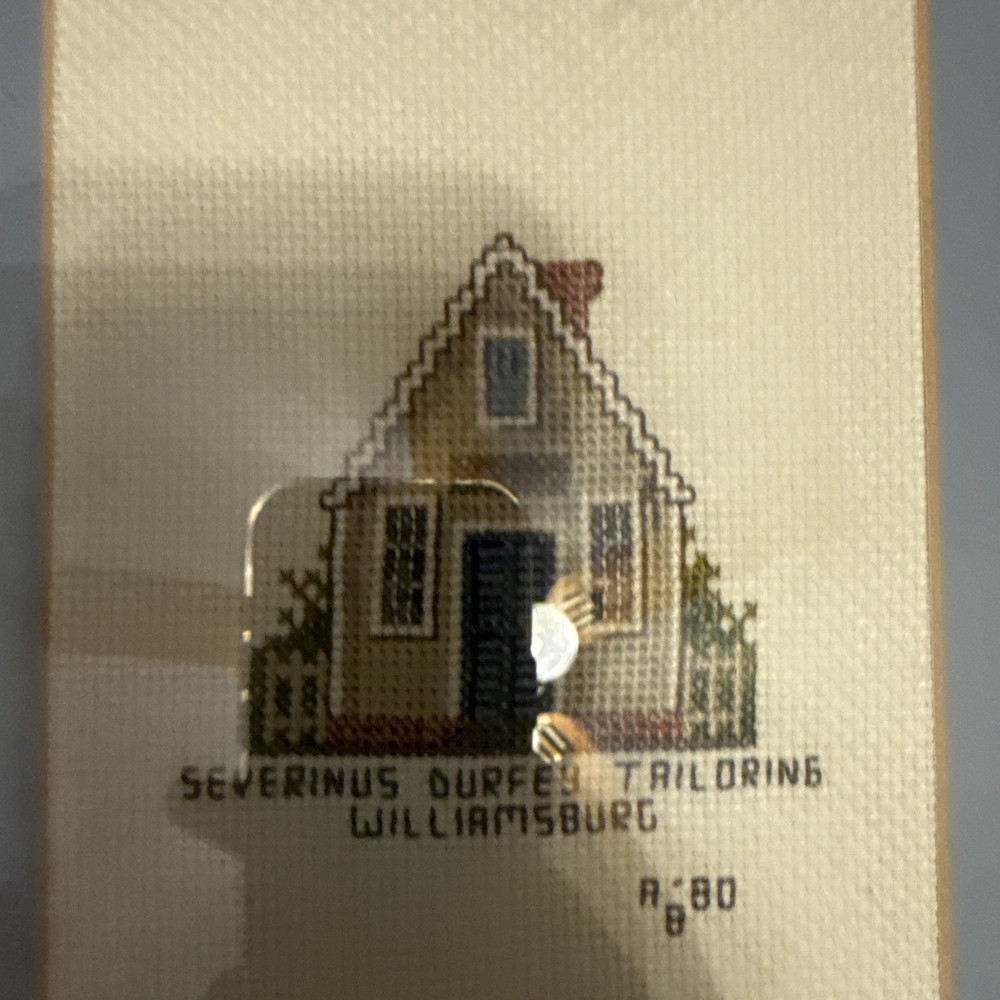 Cross-stitch Framed SEVERINUS DURFEY TAILORING WILLIAMSBURG VA Made In 1980