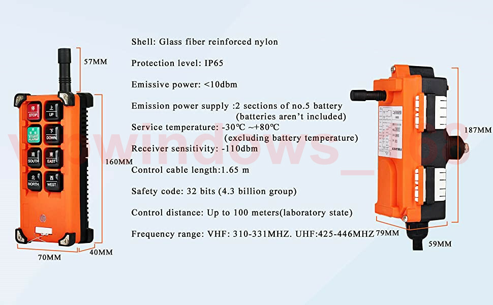 Industrial Crane Remote Control Wireless Radio Controller 2Transmitter&1Receiver