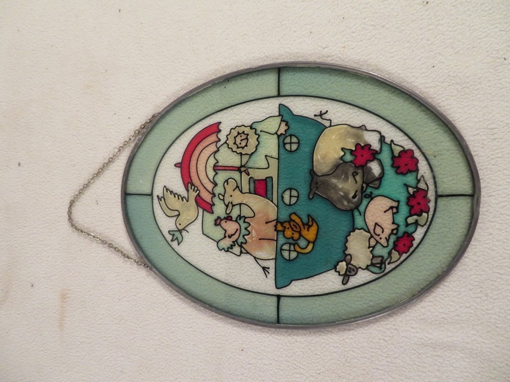 Noah's Ark Sun Catcher Hand Painted Stained Glass