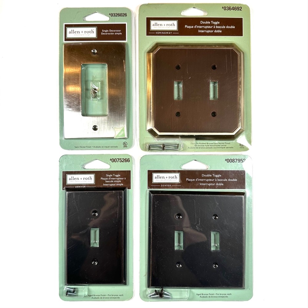 Allen Roth Wall Plates, Decorator or Toggle, Single or Double *