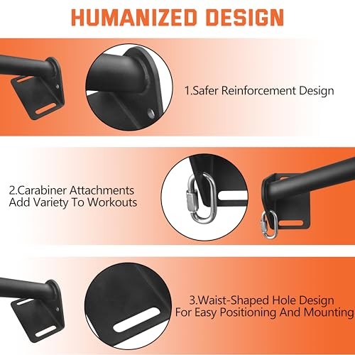 Pull Up Bar Wall Mounted-Heavy Duty Joist Mounted Pull Up Bar-Premium Black