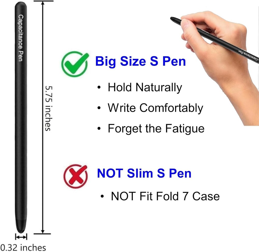 Stylus Pen for Galaxy Z Fold 7, Supporting Both Internal & External Black