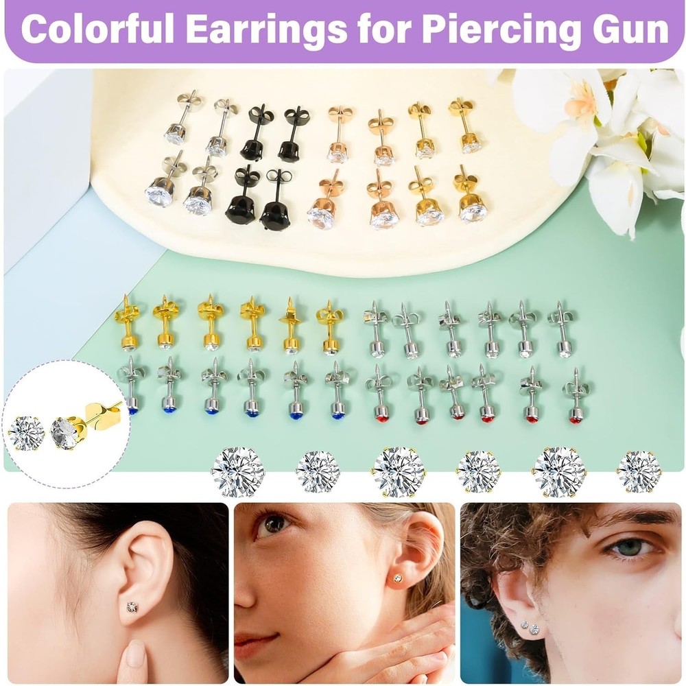 Professional Ear Piercing Gun, Reusable Machine with Dark Black