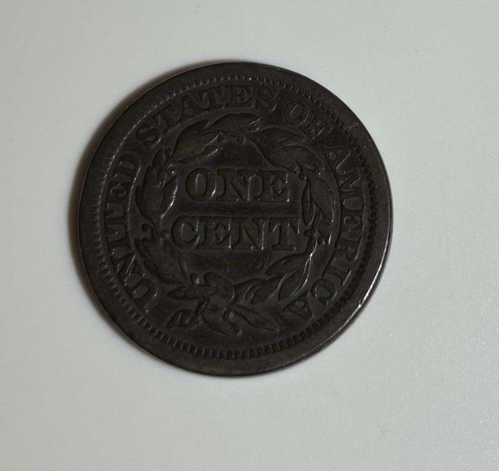 1845 BRAIDED HAIR HEAD LARGE CENT VF