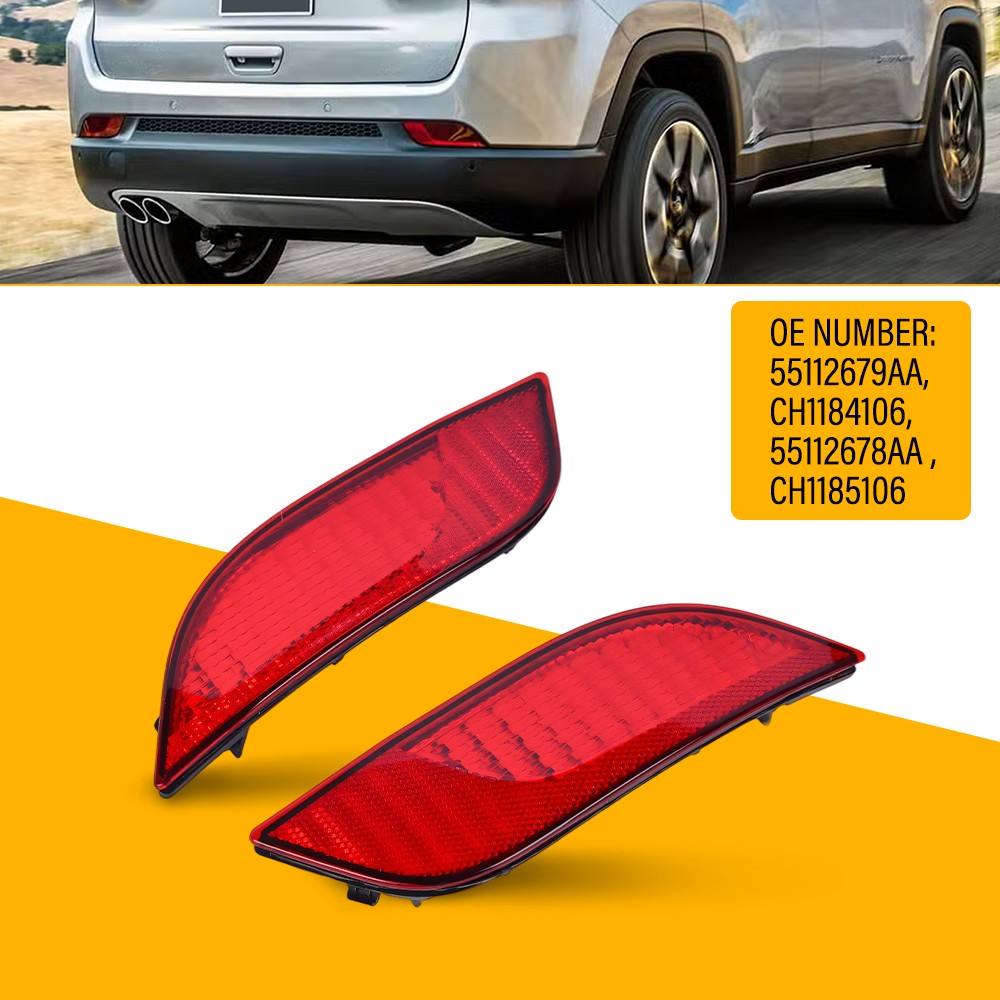 For Jeep Compass Rear Bumper Reflector 2017-2024 Pair Passenger & Driver LH & RH