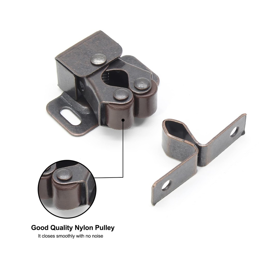 Luomorgo 24 Pack Double Roller Catch Cabinet Latches with Spear Strike for Cu...