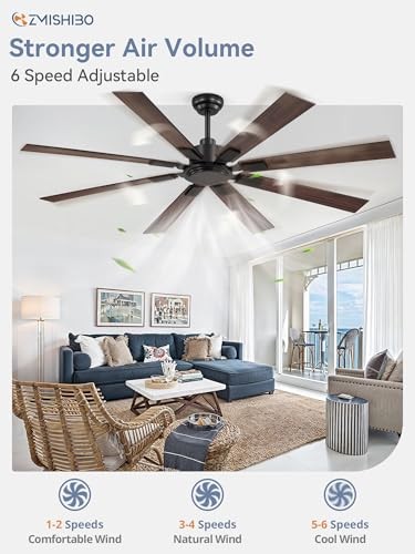 Ceiling Fan No Light with Remote Large Ceiling Fan Without Light 65 Inch Black
