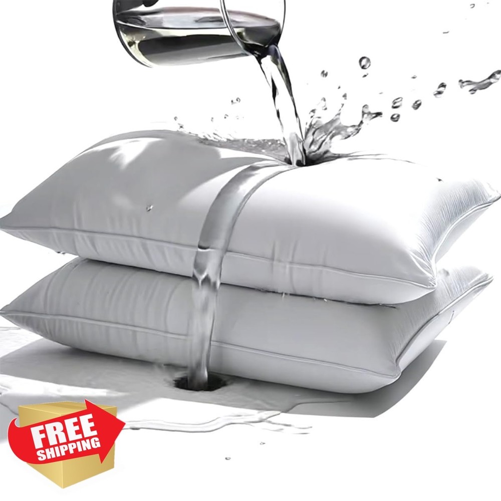 MOONVAN Pillow Protectors 2pk, Waterproof Zippered White Standard