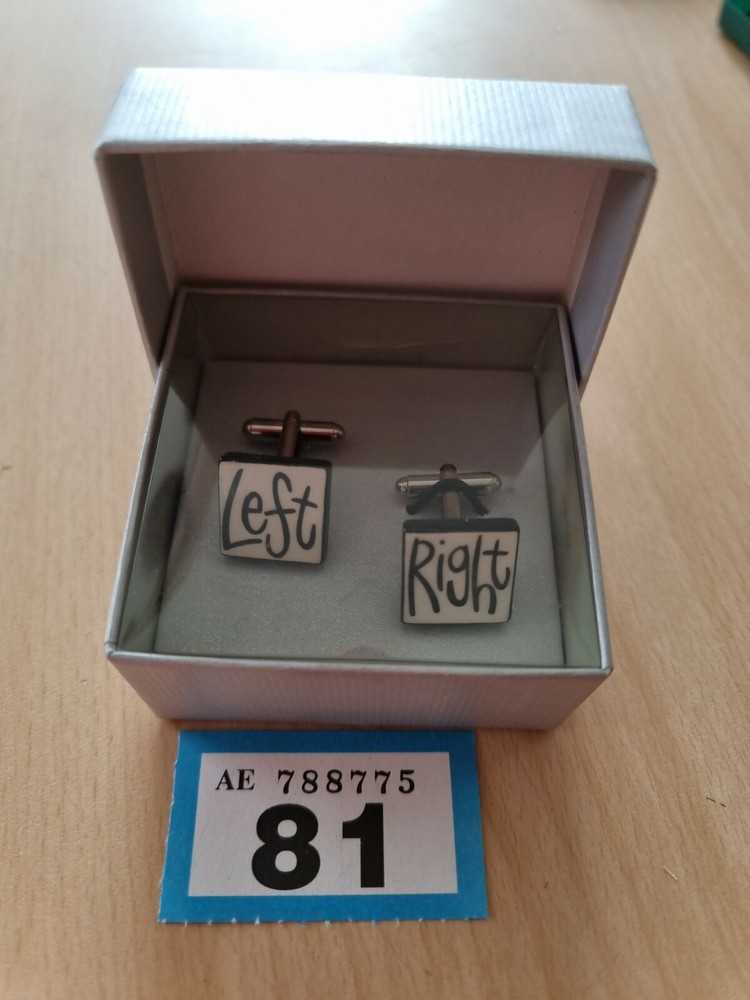 Left And Right Cufflinks Fancy Font Great Condition.