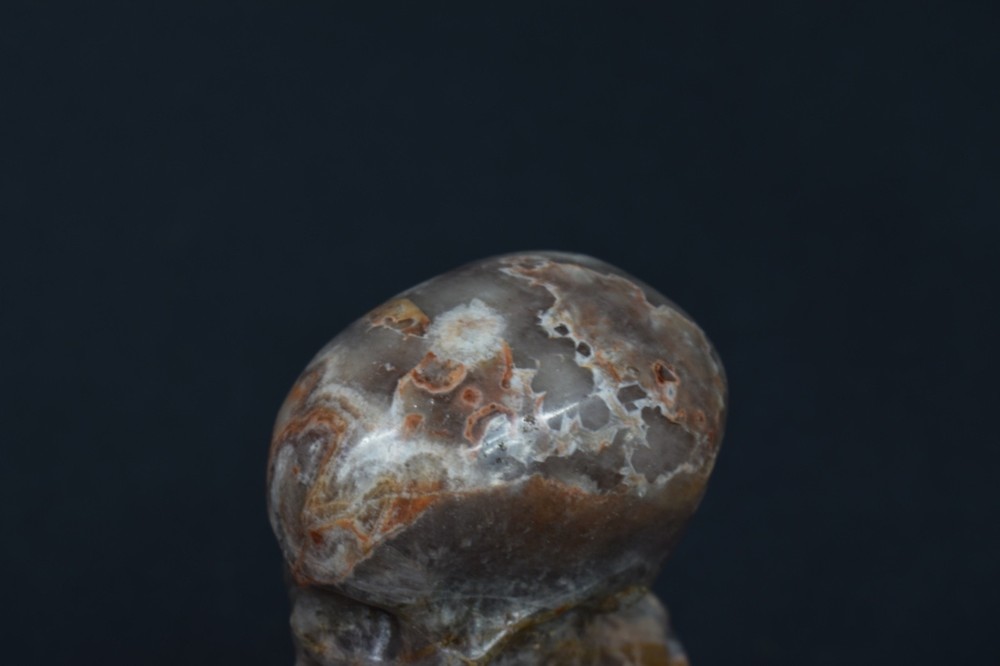 Mixed Agate Jasper Skeleton Carving, 367g / 4” Tall