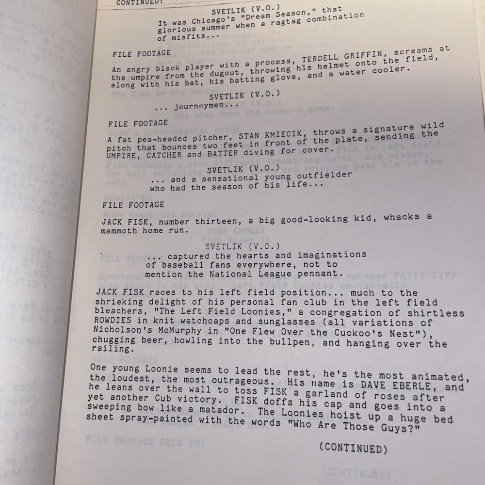 “Men on Base” 1987 Screenplay – Dana Olsen & Robert Collector – Revised Draft