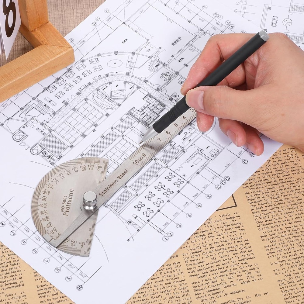 Versatile Stainless Steel Protractor - Ideal for Crafts, Engineering & Woodwork