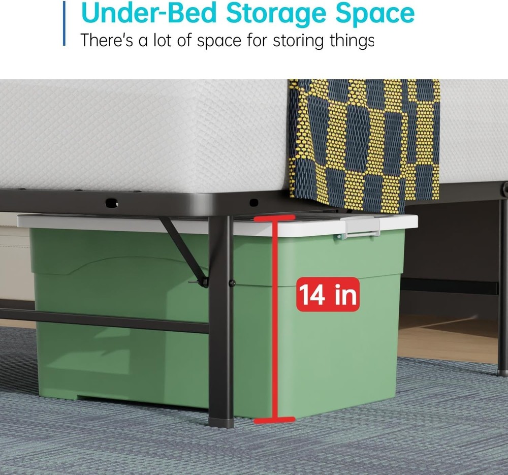 Modern Twin Metal Bed Frame - Heavy Duty, Foldable Design with Under-Bed Storage
