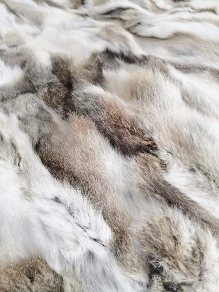 Real Rabbit Fur Throw Patchwork Blanket Winter Soft Warm Leather 43.3" X 21.6"