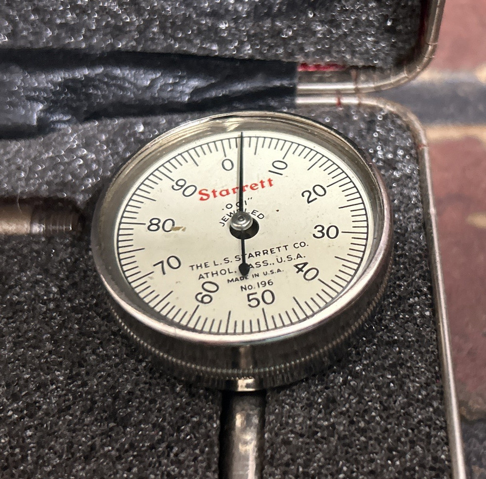 Vintage Starrett No.196 Dial Indicator with Case