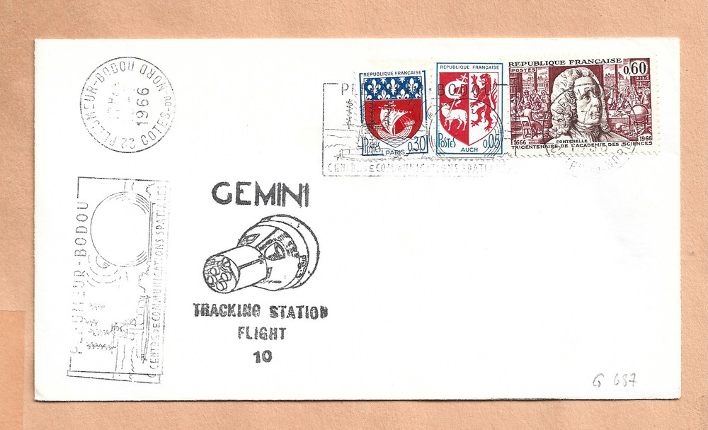 GEMINI 10 1966 BODOU TRACKING SPACE COVER NASA
