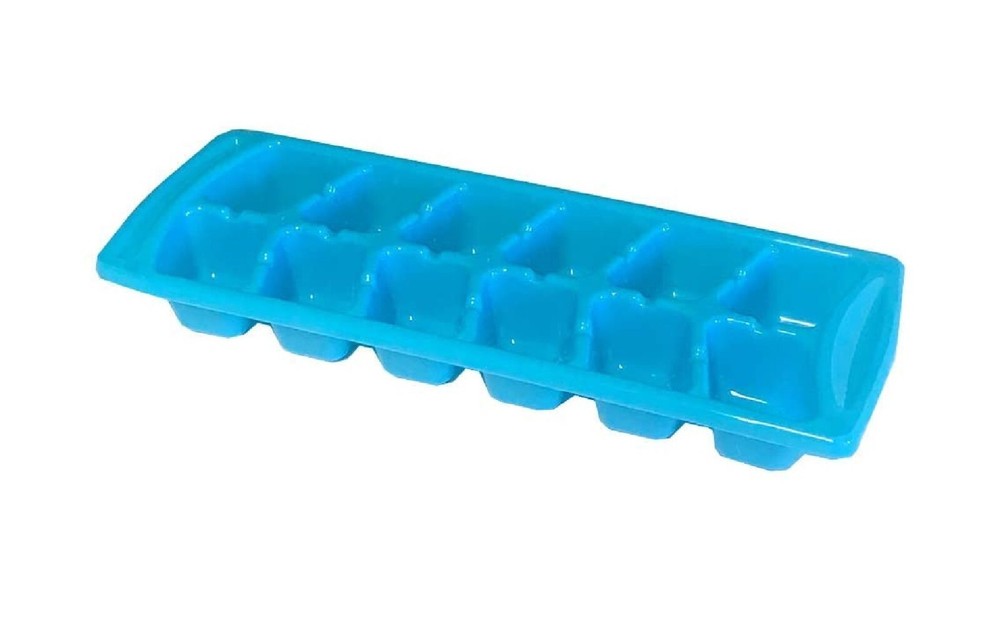 Stackable Ice Cube Trays 4-Pack - BPA Free, 12 Medium Cubes Each, White & Blue