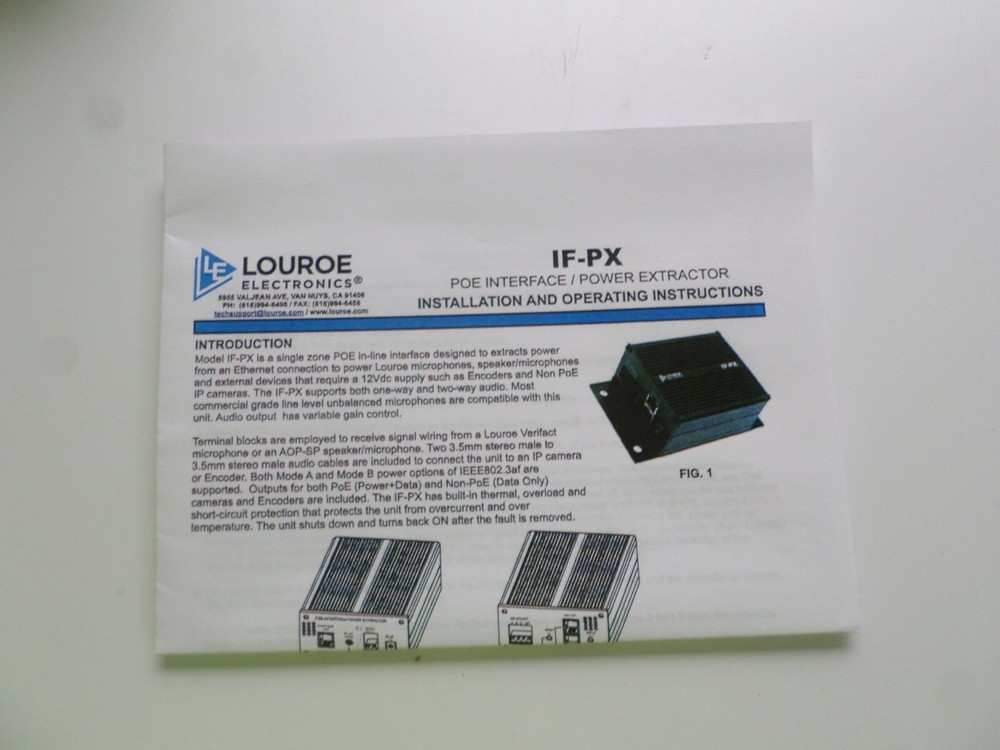 Louroe LE-520 IF PX Audtio Interface Poe Extractor Model C5-6
