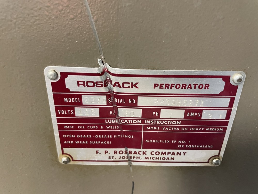 Rosback 223A TrueLine perf/score/slit machine