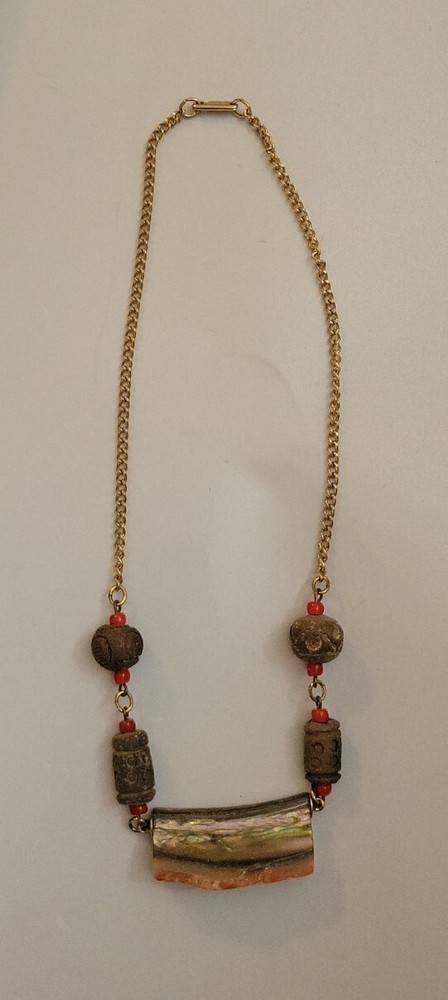 Vintage Abalone Tribal Bead Necklace