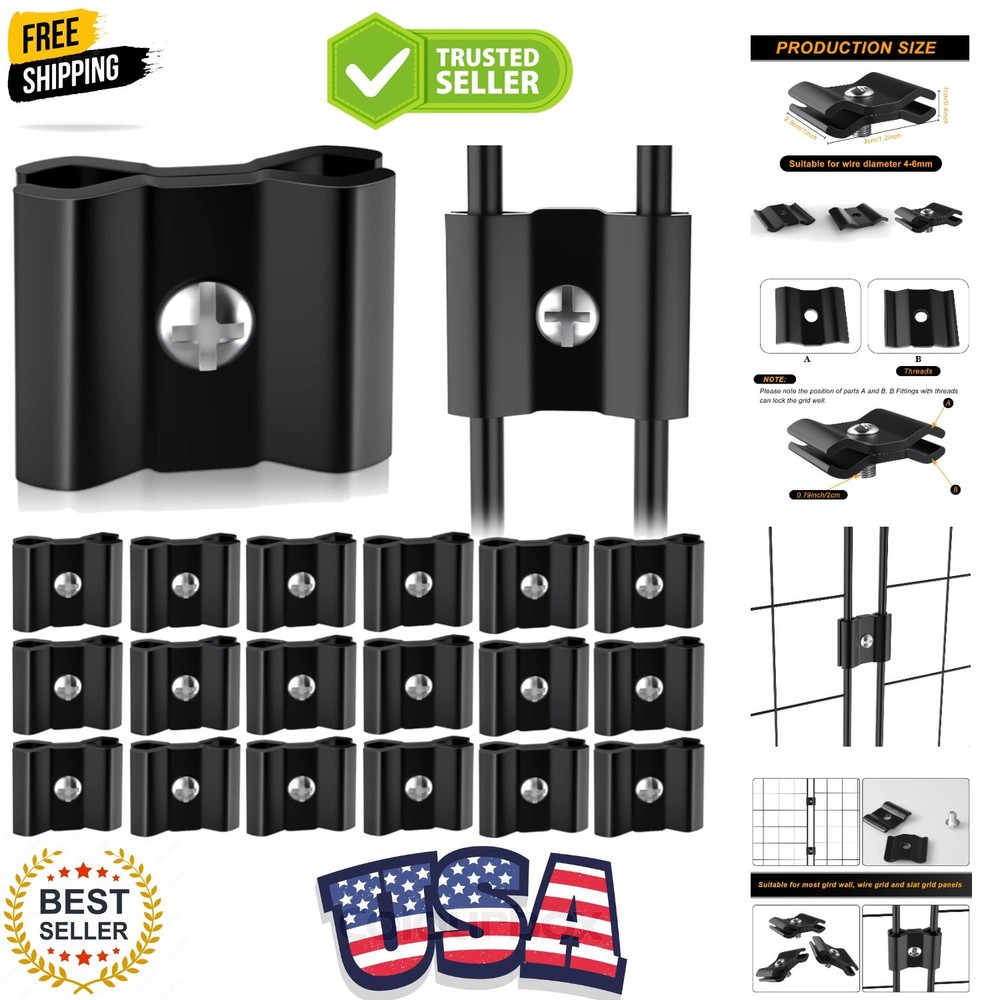 18 Pcs Gridwall Joining Clips Black Wire Grid Panel Connectors for Wall Grid ...