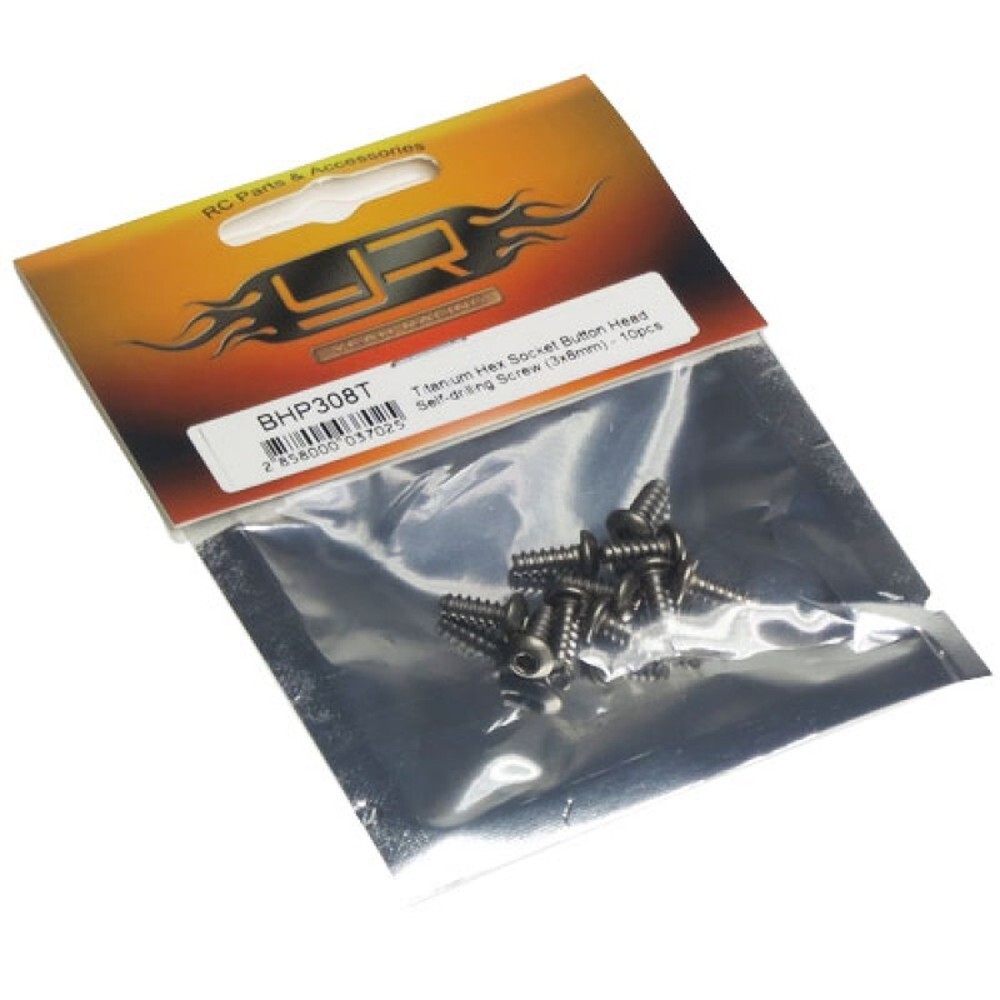 Yeah Racing Titanium Hex Socket Button Head Self-Drilling Screw M3x8mm 10pcs