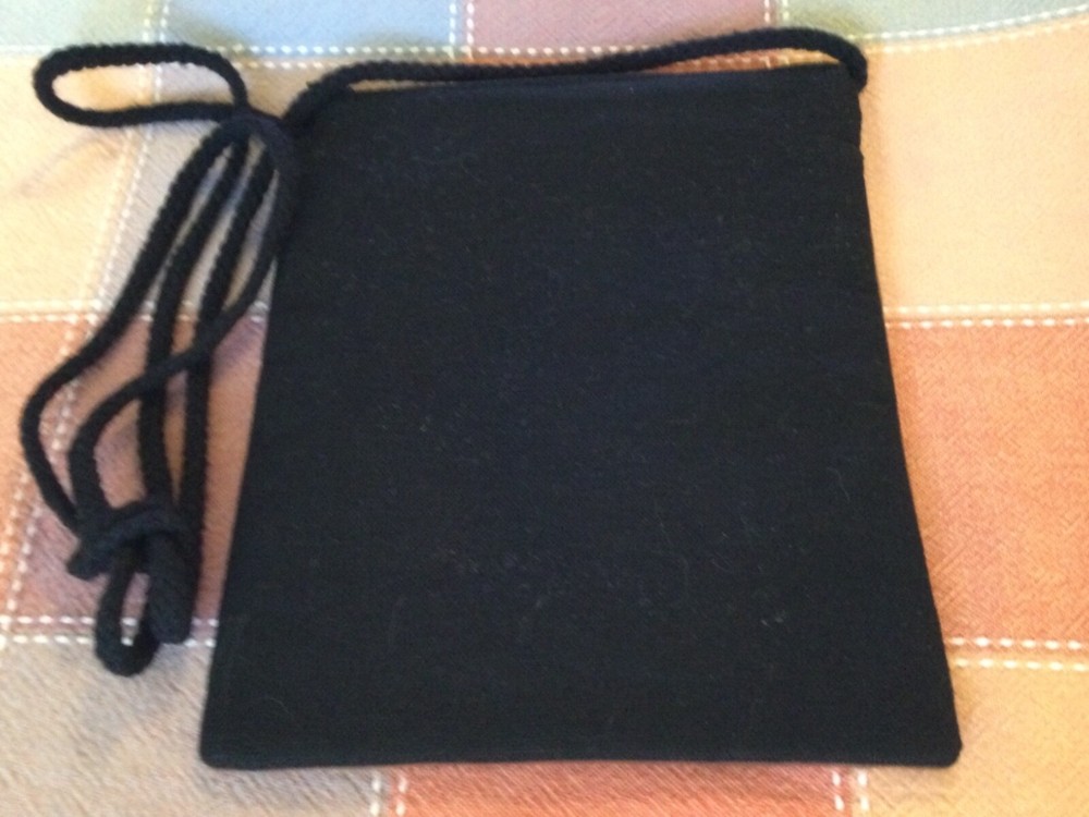 Square Boho Pouch Puffy Elephant w/Sequins Black Cord Strap