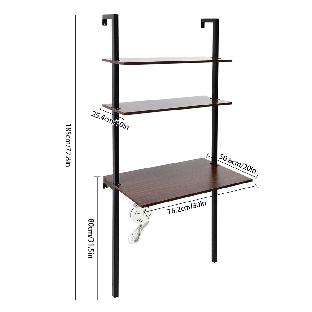 Wall-Mounted Desk with 3-Tier Storage – Space-Saving Design