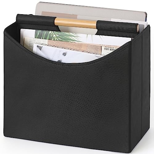 Magazine Holders, Foldable Magazine File Holder with Handle Magazine Rack Black