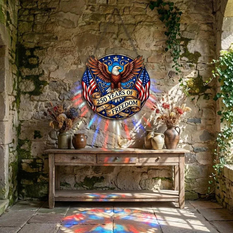 USA Patriotic Eagle Suncatcher Acrylic Window Decor