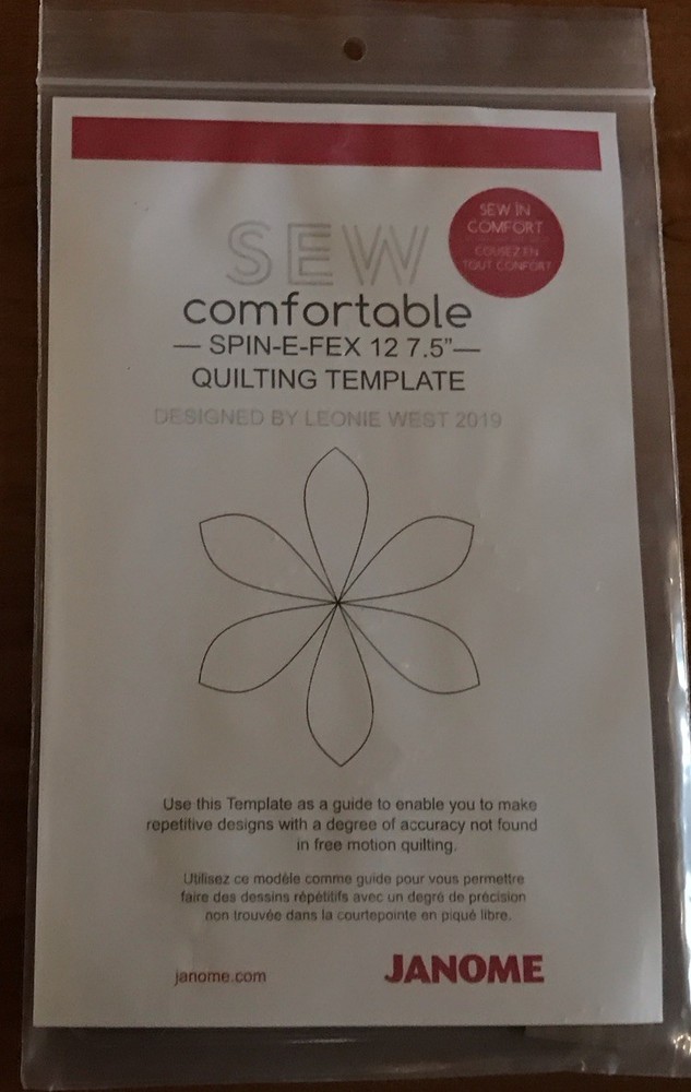 Janome Sew Comfortable Spin-E Fex 12-7.5" Quilting Template NEW