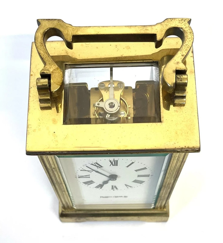 Brass Carriage Mantel Clock Timepiece MAPPIN & WEBB LTD : Working Order