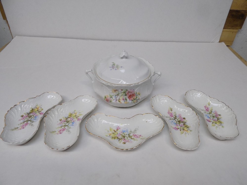 Antique Porcelain Haviland Bone Dish Partial Set