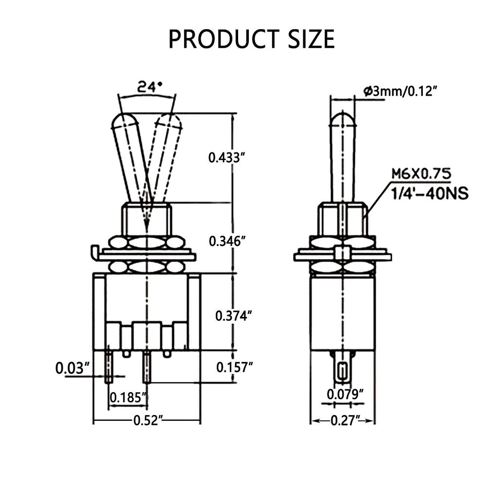 8pcs SPST Mini Toggle Switch Miniature ON/Off Switch 2 Terminal 2 Position 6A...