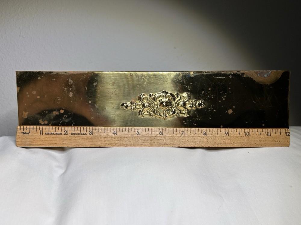 Vintage 12" Rectangular Brass Planter ~ Irving Schwartz "Contempora" Medallion