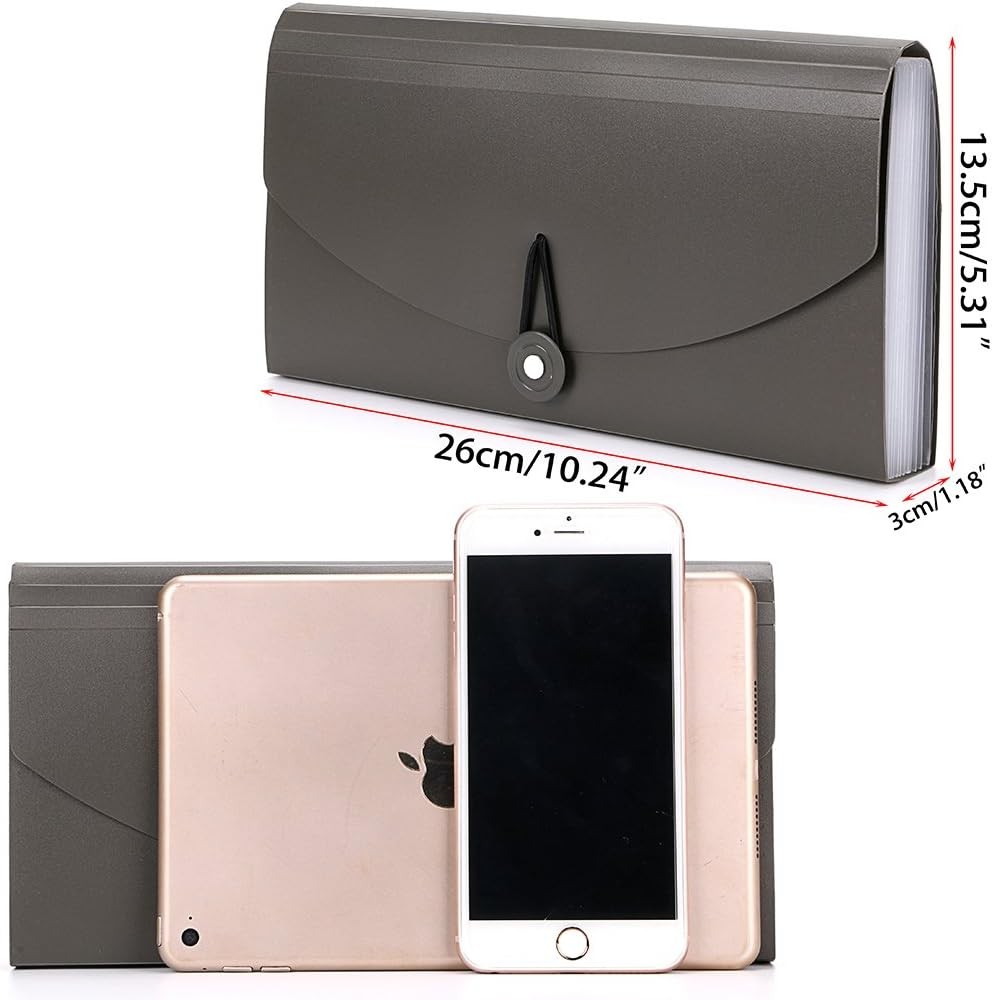 BTSKY Expanding File Folder -13 Pockets Small Accordion Grey