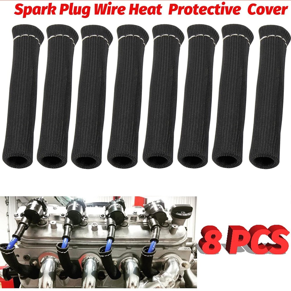 8Pack Spark Plug Heat Protector Insulating Fire Sleeve Spark Plug Wire Protector