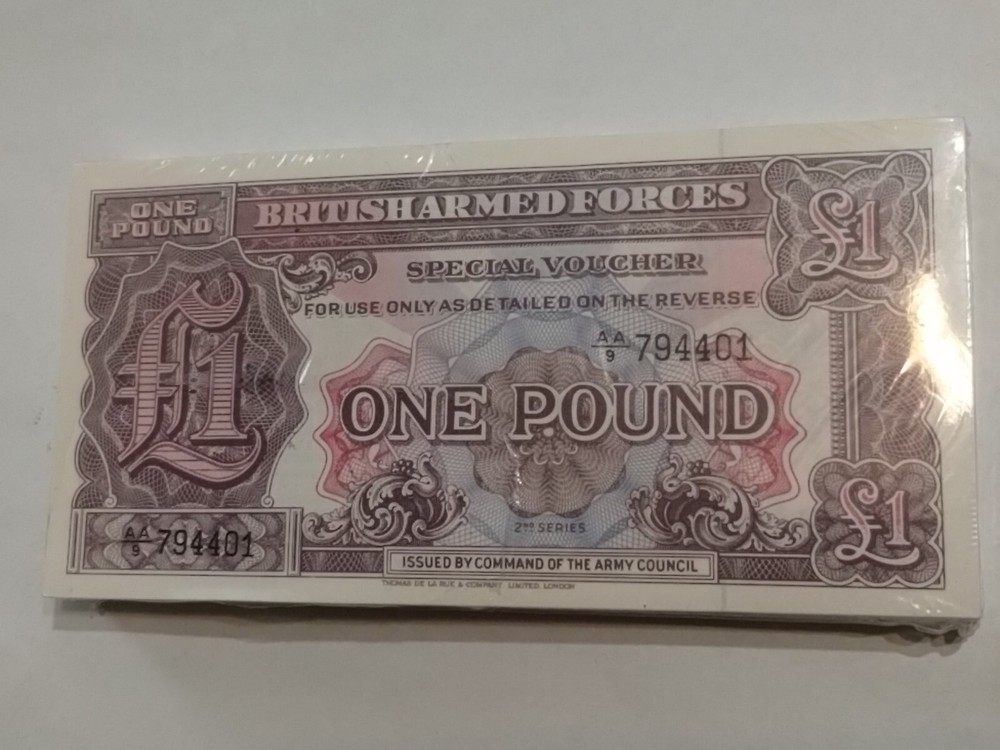 BRITISH ARMED FORCES POUND CURRENCY NOTES SPECIAL VOUCHER UNCIRCULATED SET LOT