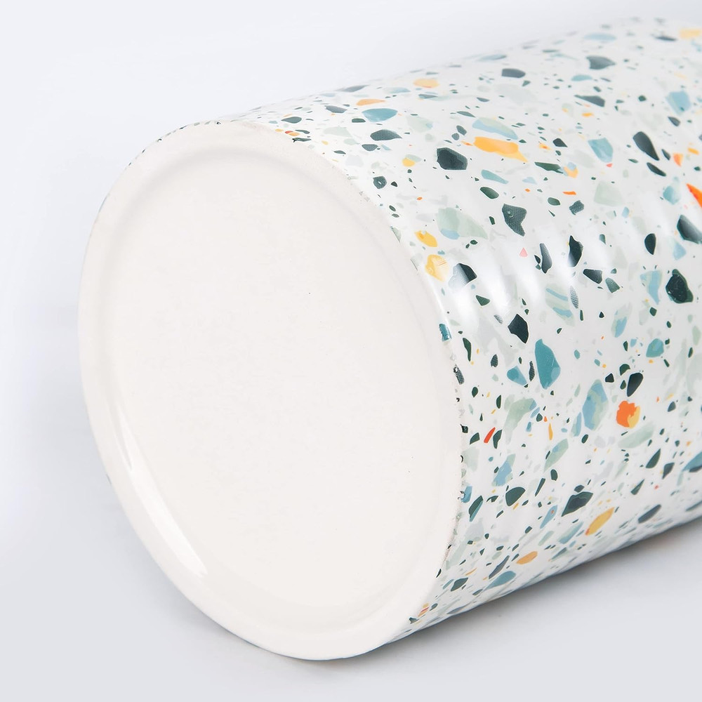 Kitchen Utensil Holder,7.2″Extra Large Stable Terrazzo Marble Pattern Ceramic Ut