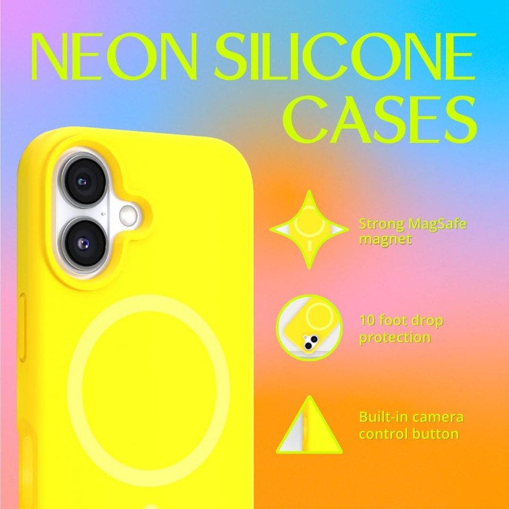 FELONY CASE iPhone 16 MagSafe Case, Liquid Silicone, Yellow Shockproof Protectio