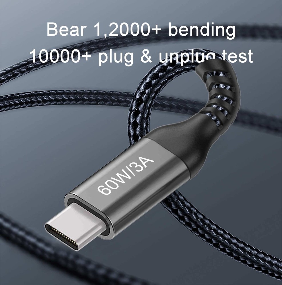USB-C to Cable (15FT 2PACK 60W) Long Cable,Fast Charging 15FT, Grey