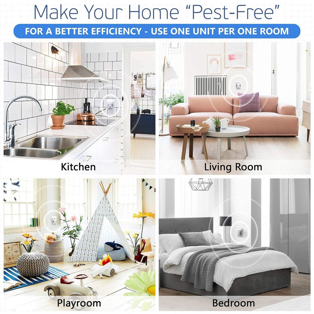 Ultrasonic Pest Control Repeller Plug in - Electronic Insect Defender 2-Pack ...