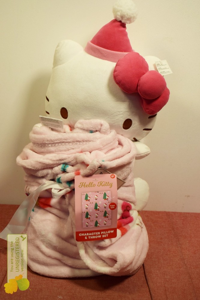 Hello Kitty Pillow Plush and Throw Blanket