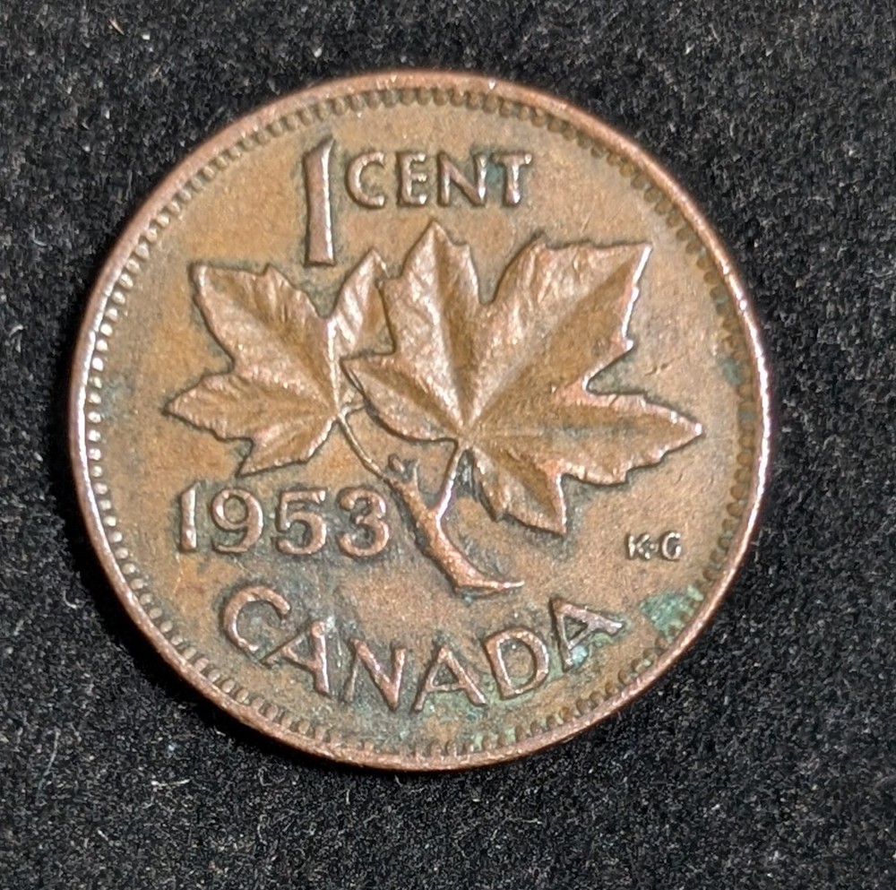 1953 Canada 1 Cent Circulated KM# 49 Brown