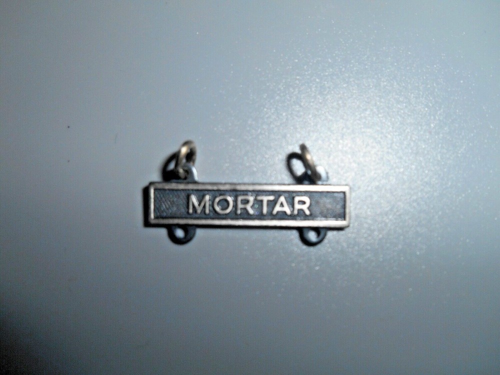 GENUINE U.S. ARMY QUALIFICATION BAR: MORTAR - SILVER OXIDIZED FINISH