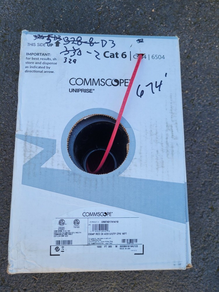 Commscope CS34P 23/4P Cat6 F/UTP WebTrak Plenum Shield Network Cable Red 642FT