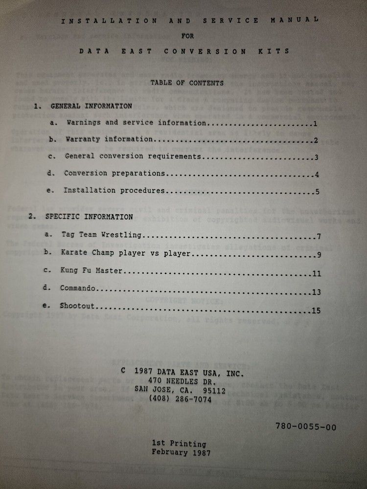 Commando Arcade Manual Data East