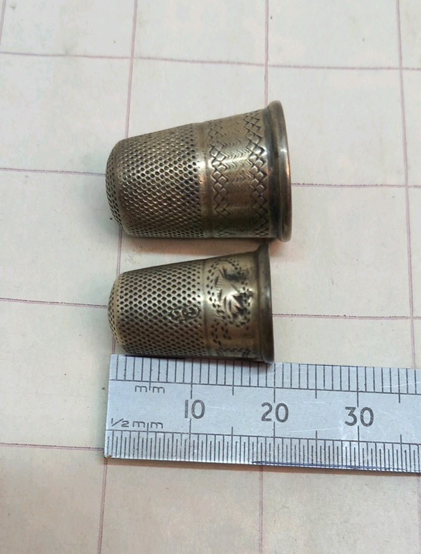 2 x Thimbles Antique George Burrows Unmarked Silver